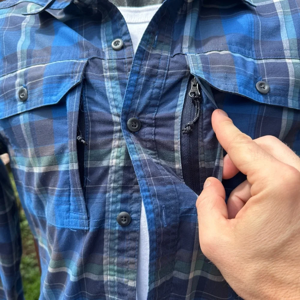 L.L. Bean Blue and Gray Plaid Shirt - Picture 5 of 7